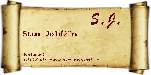 Stum Jolán névjegykártya